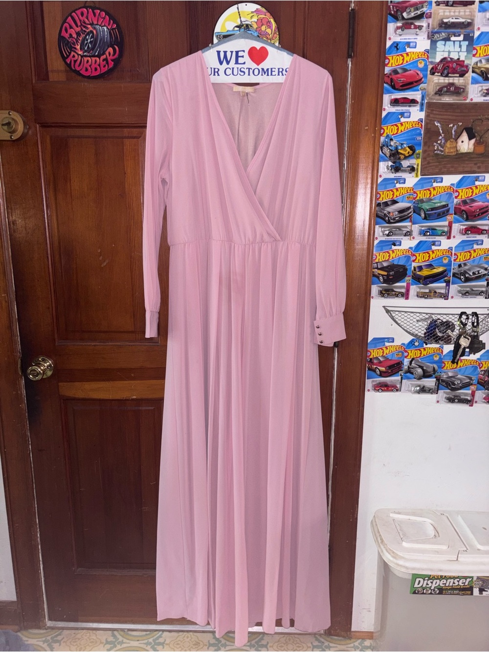 Baltic Born Blush Pink Long Sleeve Wrap Maxi Dress